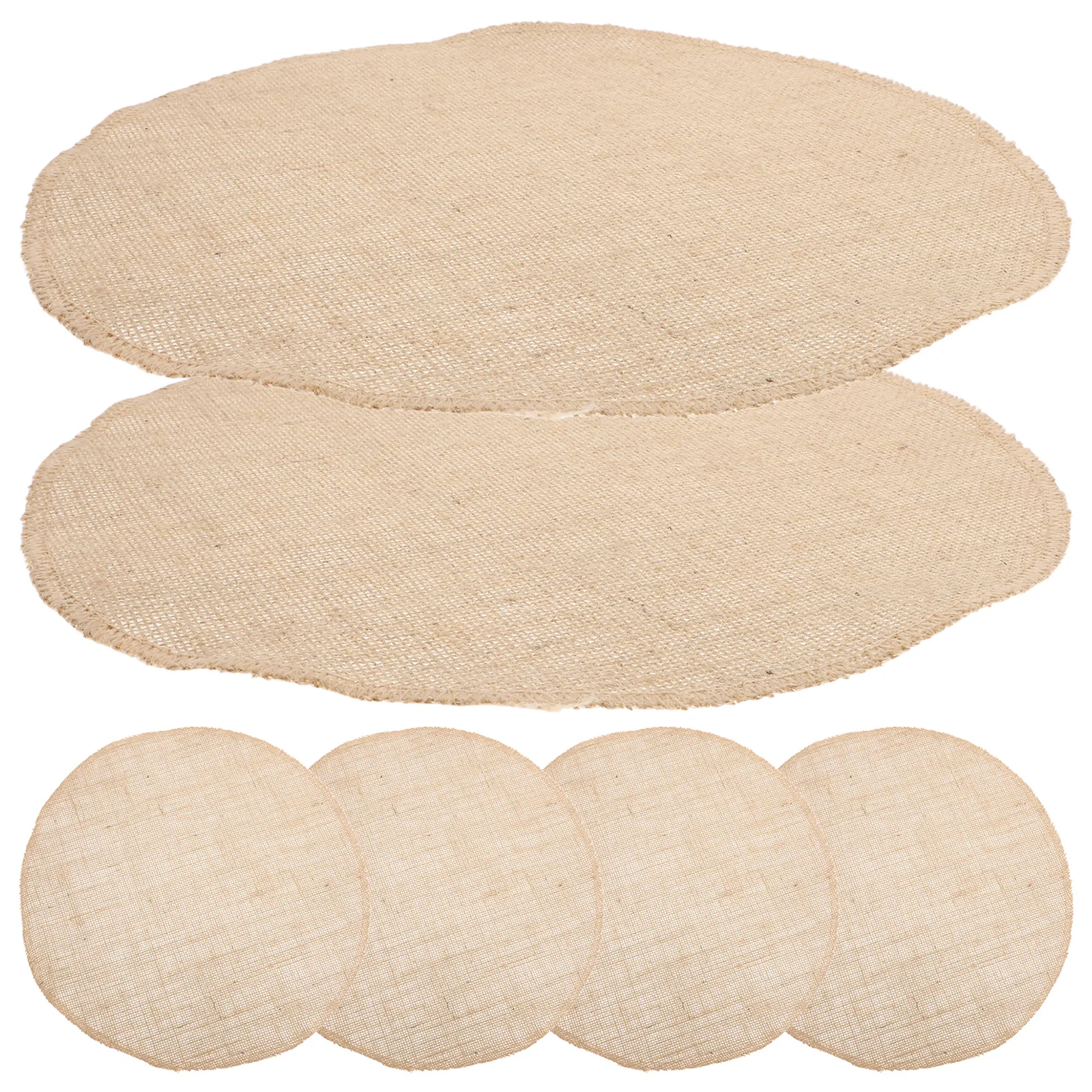 

6Pcs Rustic Jute Round Placemats Protective Hot Coasters Set for Dining Table Kitchen Coffee Outdoor Decoration