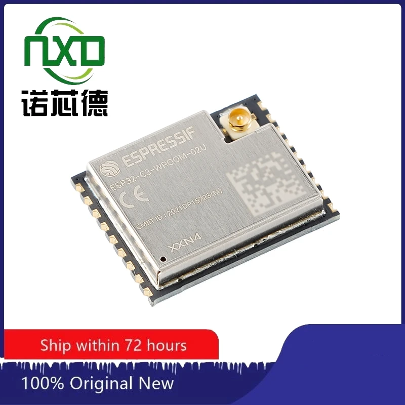 

10PCS/LOT ESP32-C3-WROOM-02U-N4 2.4GHz WiFi+Bluetooth BLE5.0 wireless module module