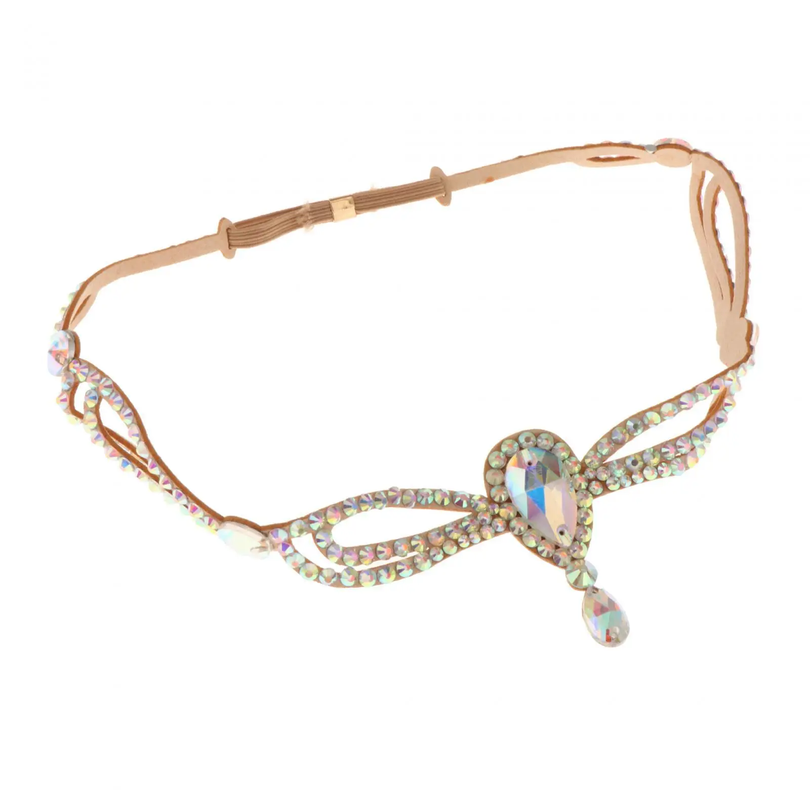 Skórzane ozdoby na głowę do tańca brzucha, wielokolorowe łańcuszki na głowę z kryształkami do tańca arabskiego, na festiwal, wesele.