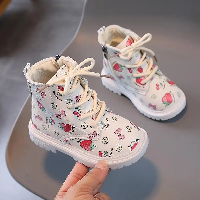 New Autumn Winter Kids Plush Cartoon Boots Children\'s Non-slip Rubber Outsole Ankle Boots Boys Girls Fashion Toddler Shoes