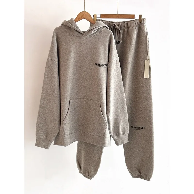 الموسم 8 العلامة التجارية الكلاسيكية مزدوجة اصطف الرجال هوديس المتضخم تصميم فاخر الجبهة الخلفية أفخم رسالة هوديي شارع العليا زوجين مجموعة #2