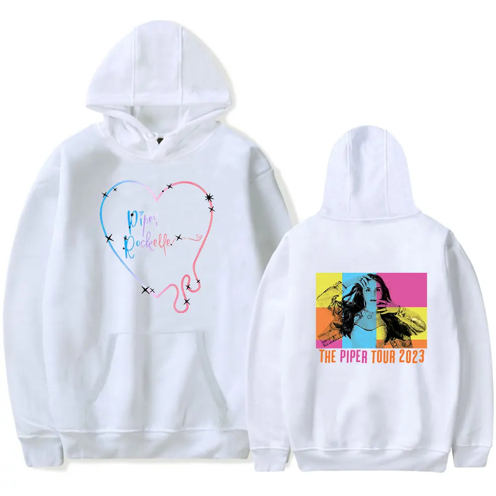 Piper rocelle the piper tour merch bertudung untuk pria, tali serut kaus musik penggemar Hip Hop pullover