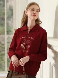 I BELIEVE YOU Christmas Hoodies Women Fleece Polo Collar Thick Warm Pullover Winter New Loose Tops Casual Office Lady 2234195433