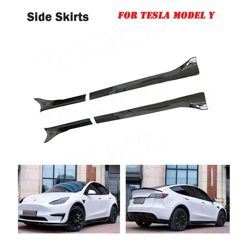 Carbon fiber Side Skirts Extension for Tesla Model Y 2021+ ABS Body Panel Lip Splitter Winglet Aprons