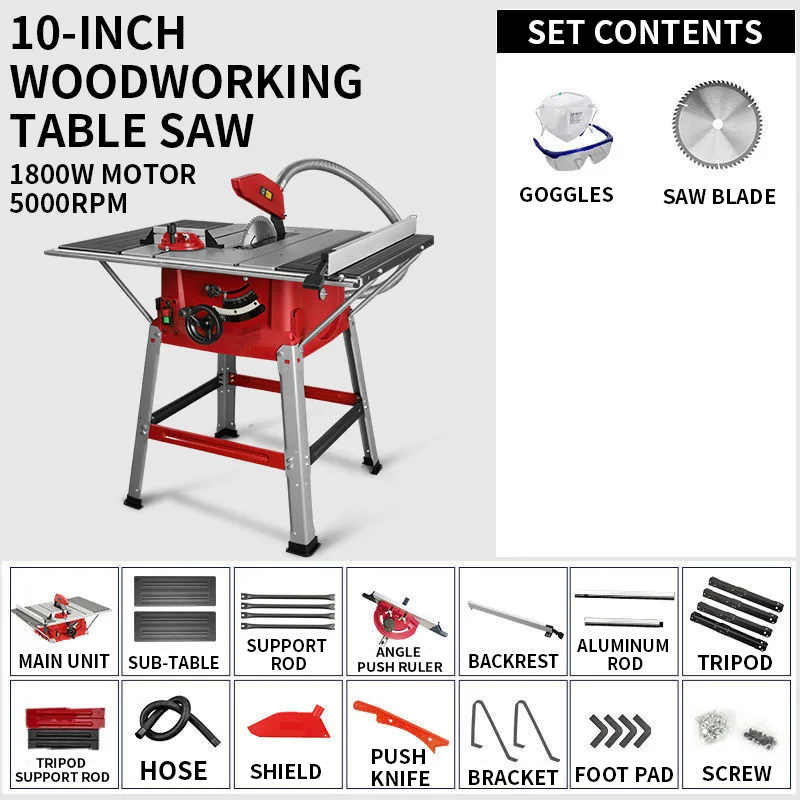 10 inch woodworking sliding table saw mobile high precision cutting machine electric saw multifunctional panel saw miter saw