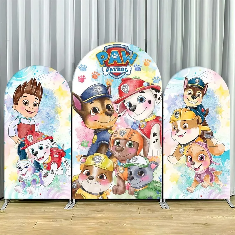 

Paw Patrol Arch Backdrop Cover Thick Fabric Custom Party Decoration Vibrant Character Birthday Baby Shower Decor Event Supplies