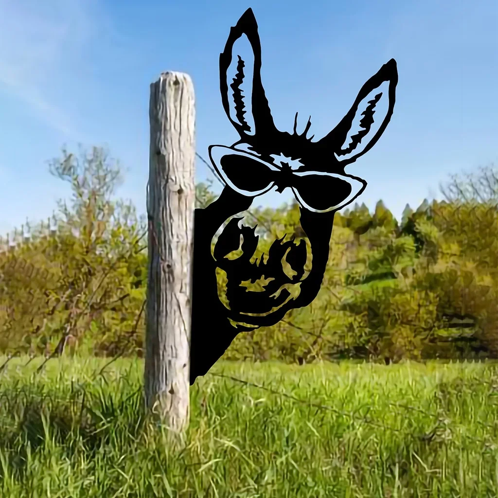 Donkey Shape Iron Silhouette, Outdoor Garden Fence Ornament, Farm Decor Wall Art Home Decoration for Garden Party Decor Iron Art