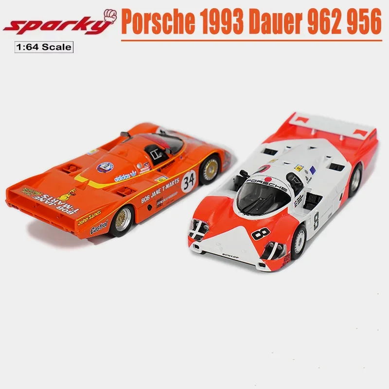 Sparky & Tiny 1/64 Porsche 1993 Dauer 962 956 Liga Brinquedo Veículo Motor Diecast Metal Modelo Presentes