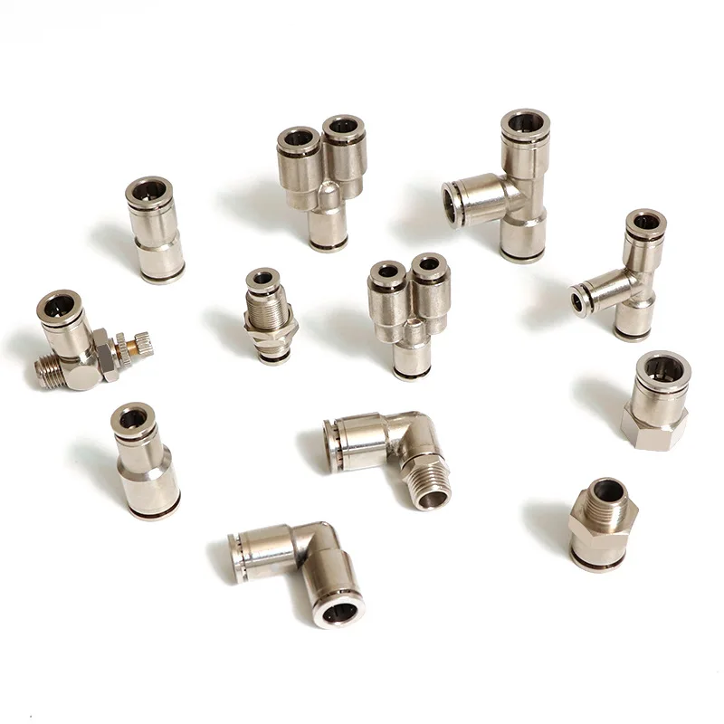 Gas pipe quick connector all-copper nickel-plated pneumatic high pressure quick plug PU straight PG reducing diameter 4 6 8 10mm