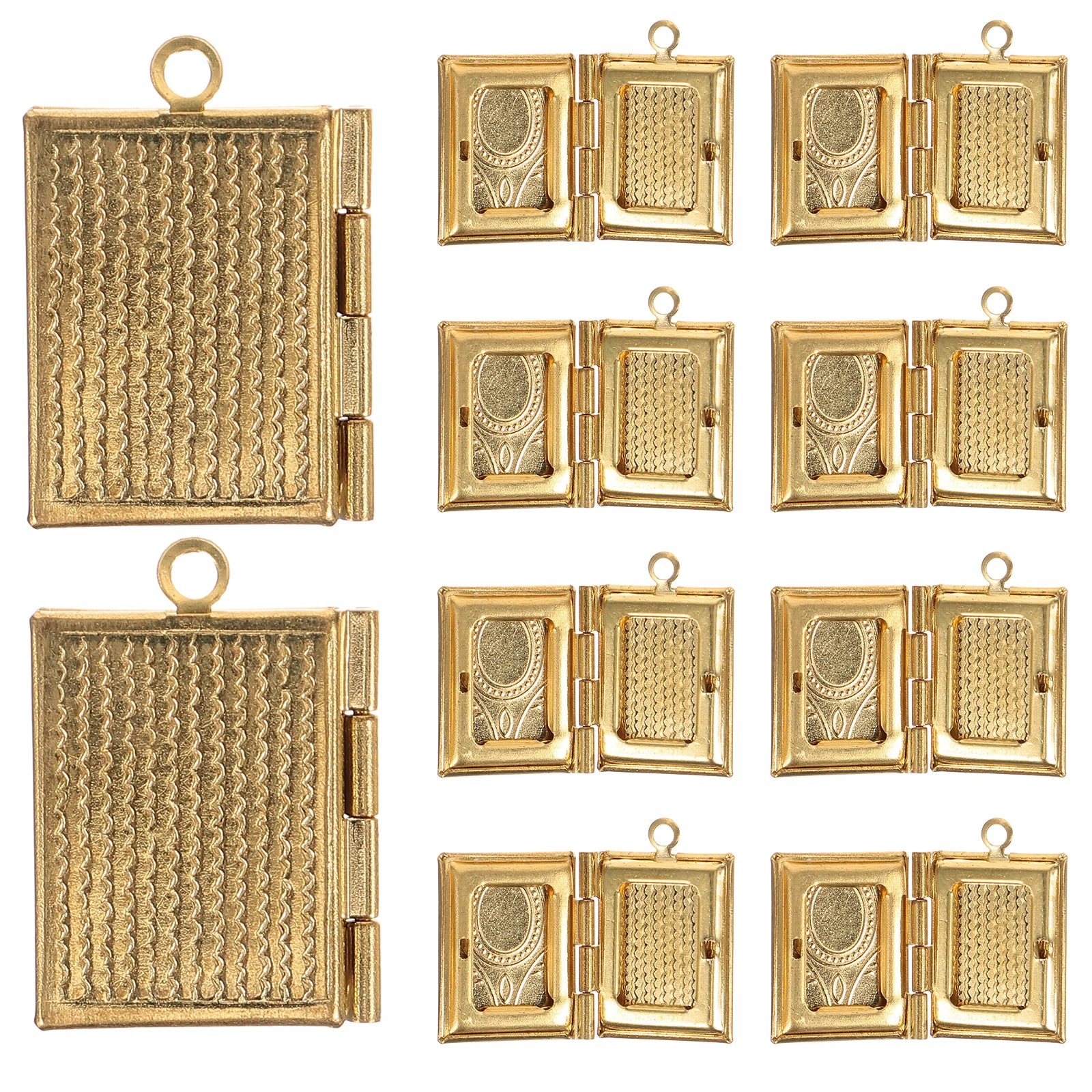 

10pcs Copper Book Photo Box Pendant Charms Rectangle Locket Jewelry Making Supplies Durable Copper Book Shaped Locket Charm