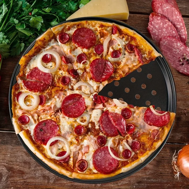 Poêle à Pizza perforée en acier au carbone