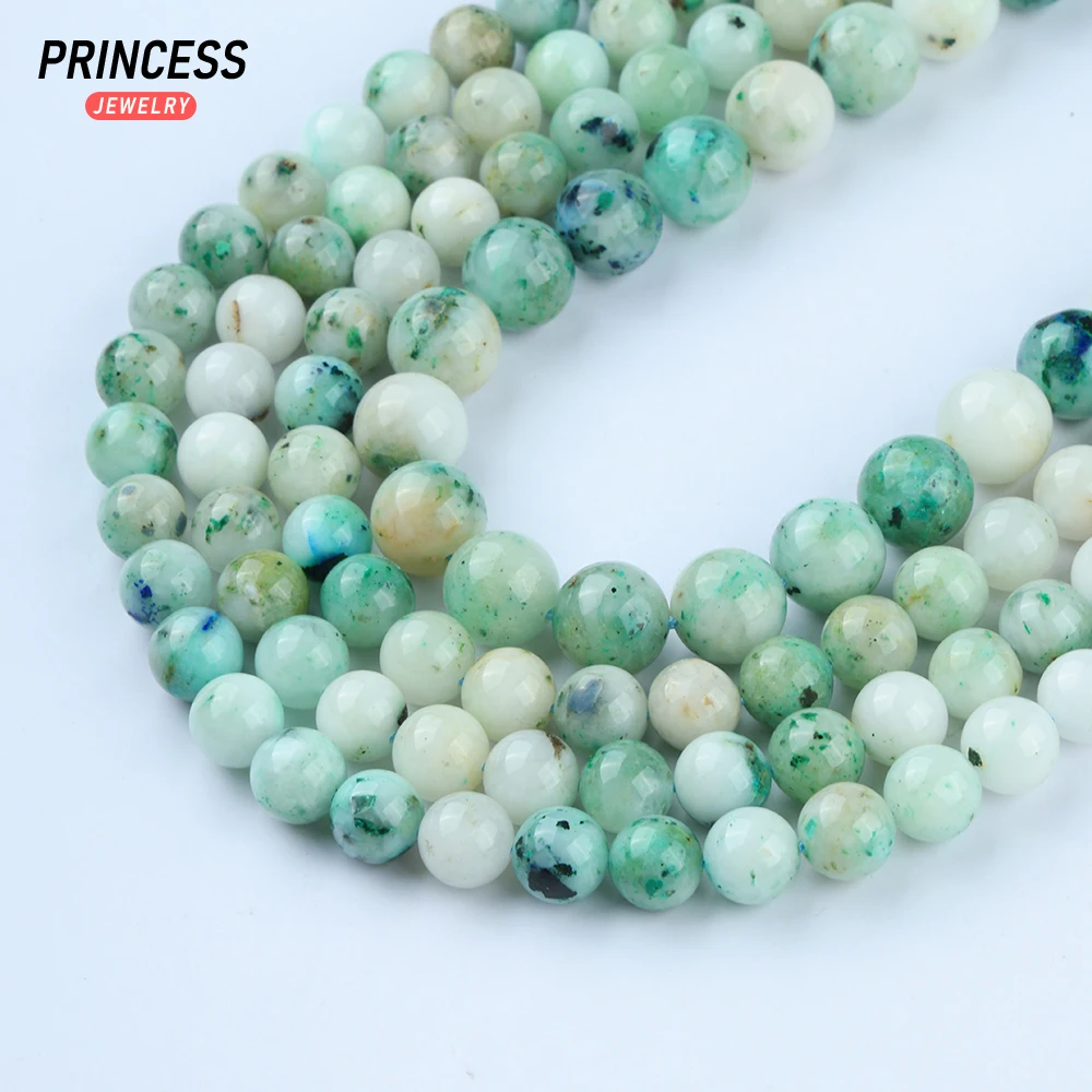 A++ Natural Chrysocolla 8/10mm Light Blue Loose Gemstone Beads for Jewelry Making Bracelet Wholesale Crystal DIY Accessories