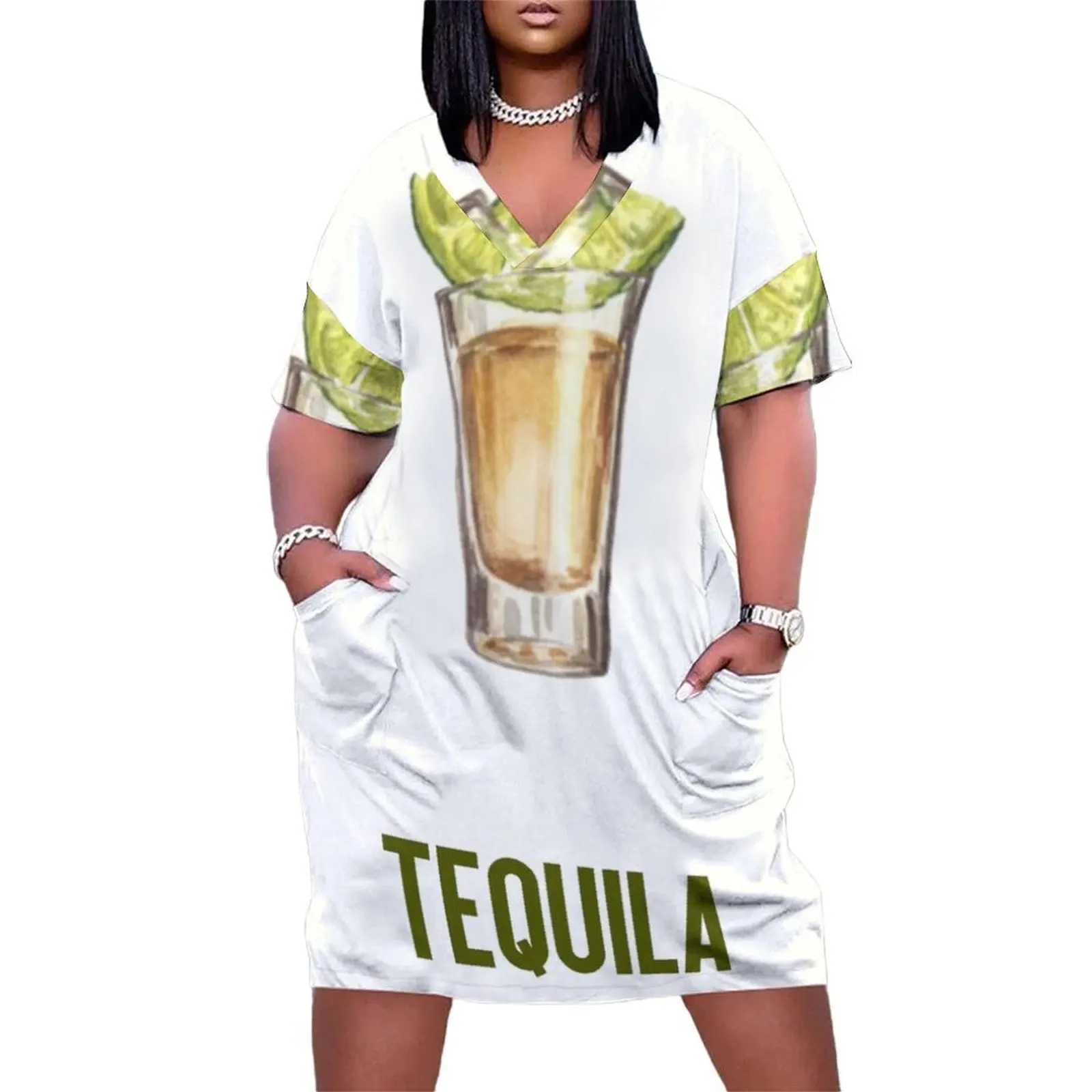 Tequila Shot Poster Loose Pocket Dress Clothing female Dress woman women long dresses