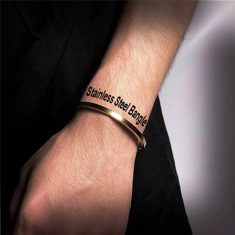 Fashion Stainless Steel Open Bangle Minimalist Men's Jewelry Fashion Platinum Bracelet Popular Couple Holiday Gift