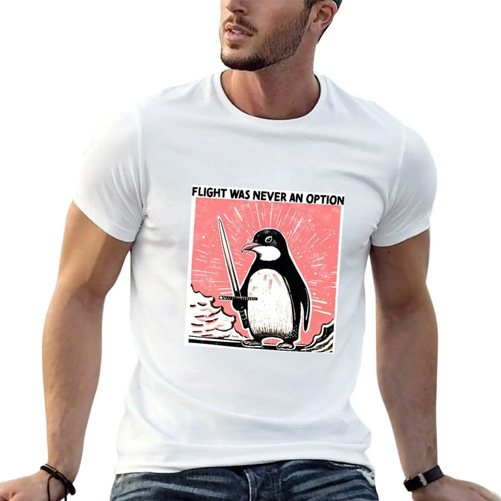 Penguin with sword, flight was never an option T-Shirt Athletic Quick Dry T-Shirt for Men