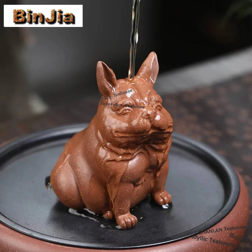 

Creative Dog Purple Clay Tea Pet Handmade French Bulldog Tea Figurine Toys Tea Exquisite Workmanship Table Decoration Crafts