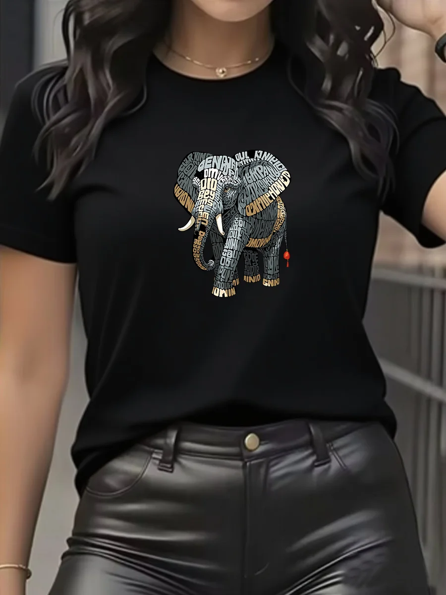 أزياء الصيف العلامة التجارية الفاخرة الفيل طباعة تي شيرت، الرجال والنساء القطن الخالص قصيرة الأكمام تي شيرت، قمة للجنسين.