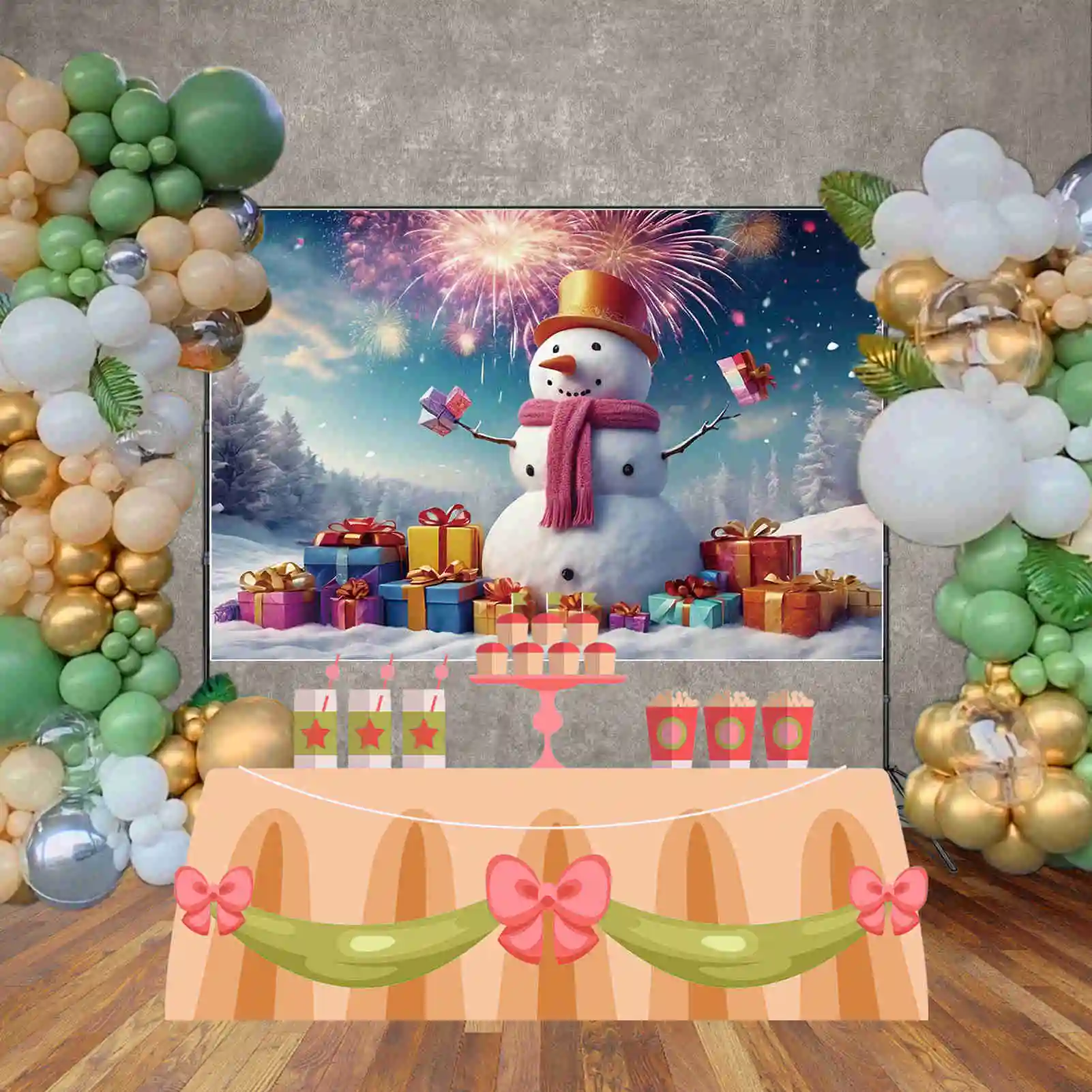 MOON.QG 크리스마스 눈사람 배경 사진 크리스마스 트리 겨울 Photozone 배경 베이비 스튜디오 Photozone 액세서리