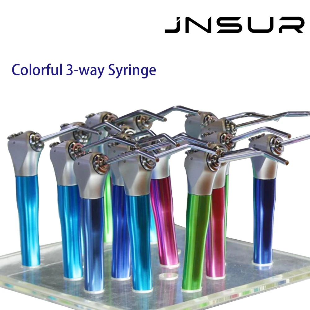 JNSUR-Seringa Dental Colorida, 3-Way Air Water Spray, Handpiece, 2 Dicas Tubos, Dentista Unidade Instrumentos, Ferramenta Dental Seringa Tripla