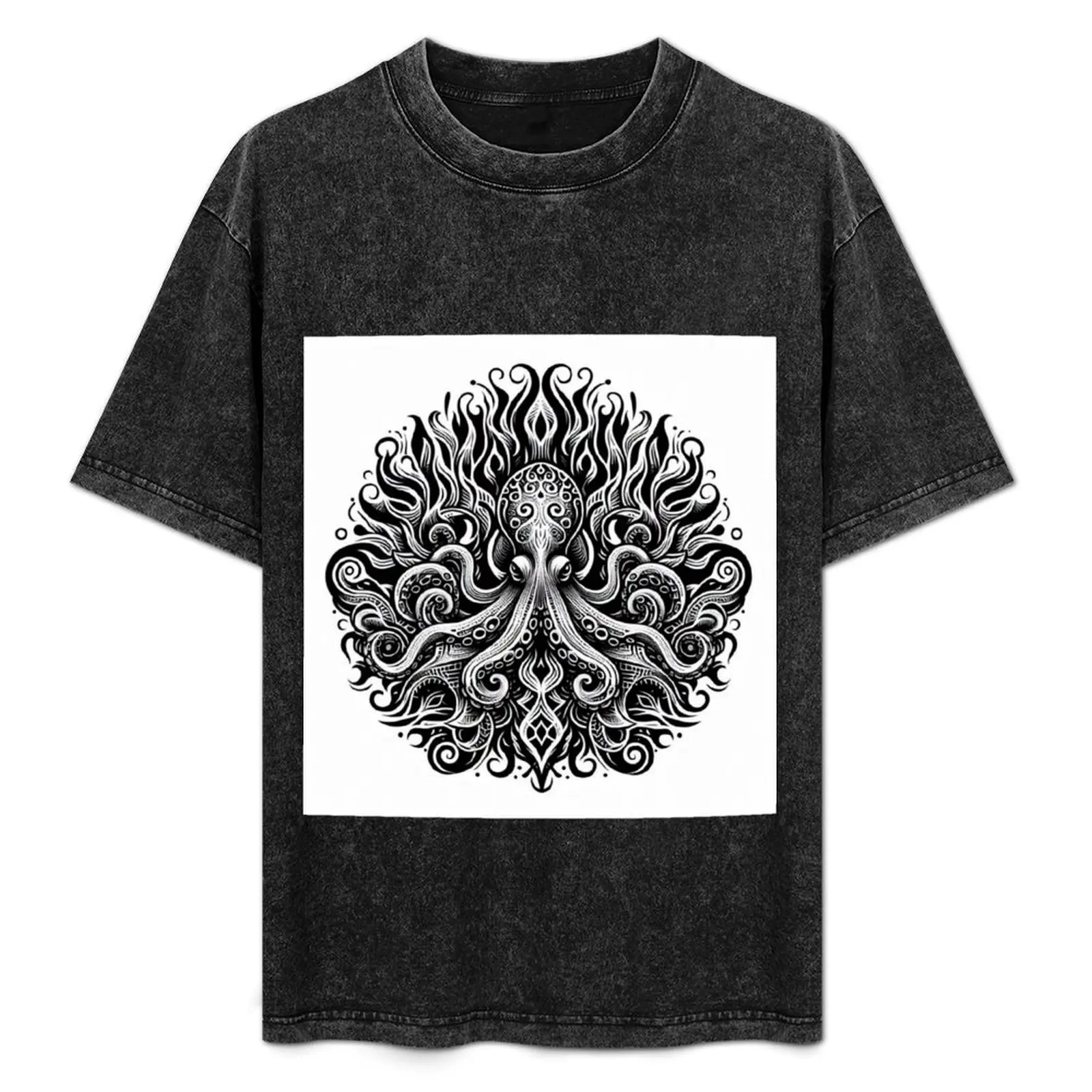 octopus mandala T-Shirt blue archive for a boy anime stuff baggy shirts luxury clothes men