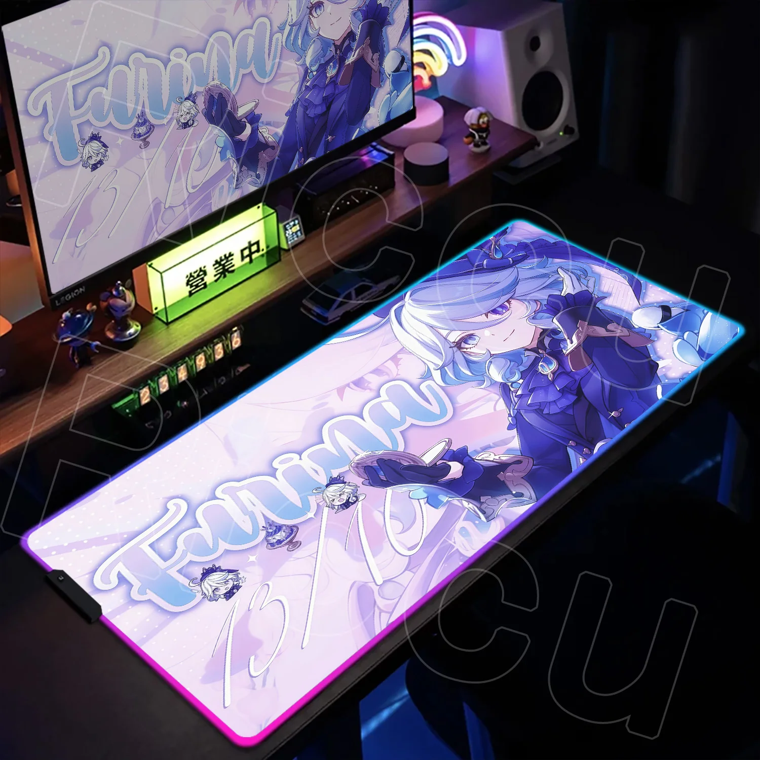 

RGB 400x900mm Hentai Genshin Impact Furina Anime Game LED Mousepad Kawaii Gaming Accessories Keyboard Mouse Pad Laptop Desk Mat