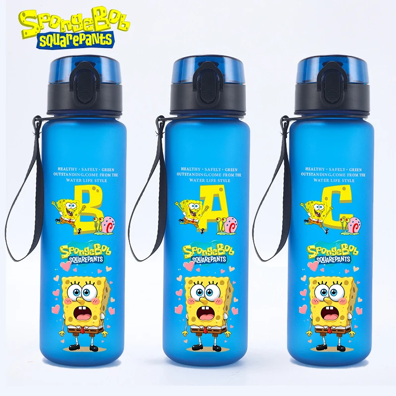 

Спортивная бутылка для воды с изображением Губки Боба Квадратныхштанов, 650 мл, для девочек и мальчиков, герметичная, портативная, многоразовая, для путешествий, спортзала, в подарок