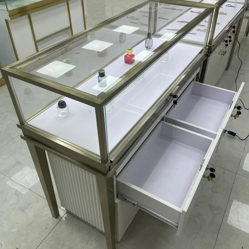 

Customize.Hongzhan Showroom Rectangle Jewelry Shop Design Jewelry Showcase Display Cabinet with Mirror Perfume Watches