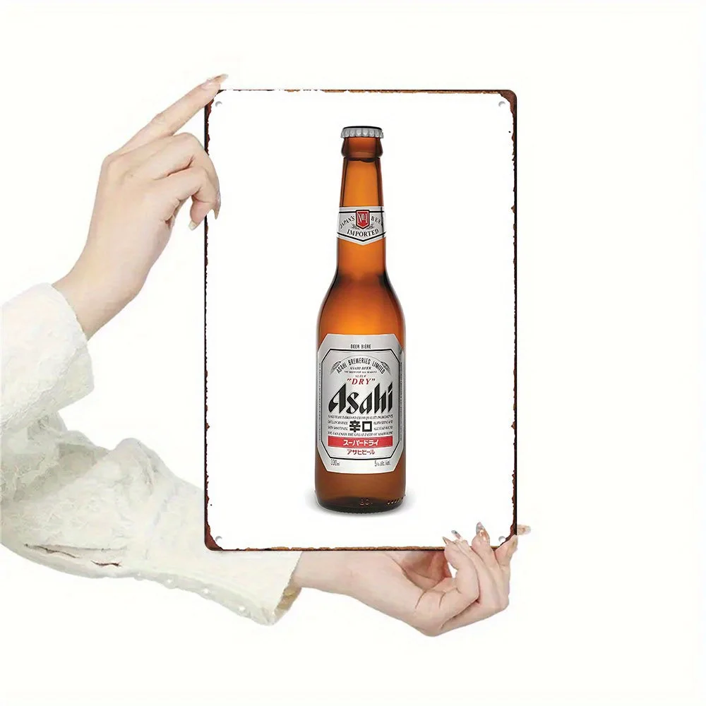 Vintage Asahi Super Dry Beer Bottle Metal Tin Sign Poster - Cerveza importada n. ° 1 de Japón, decoración de bar retro (es) - para Man Cave, Pu