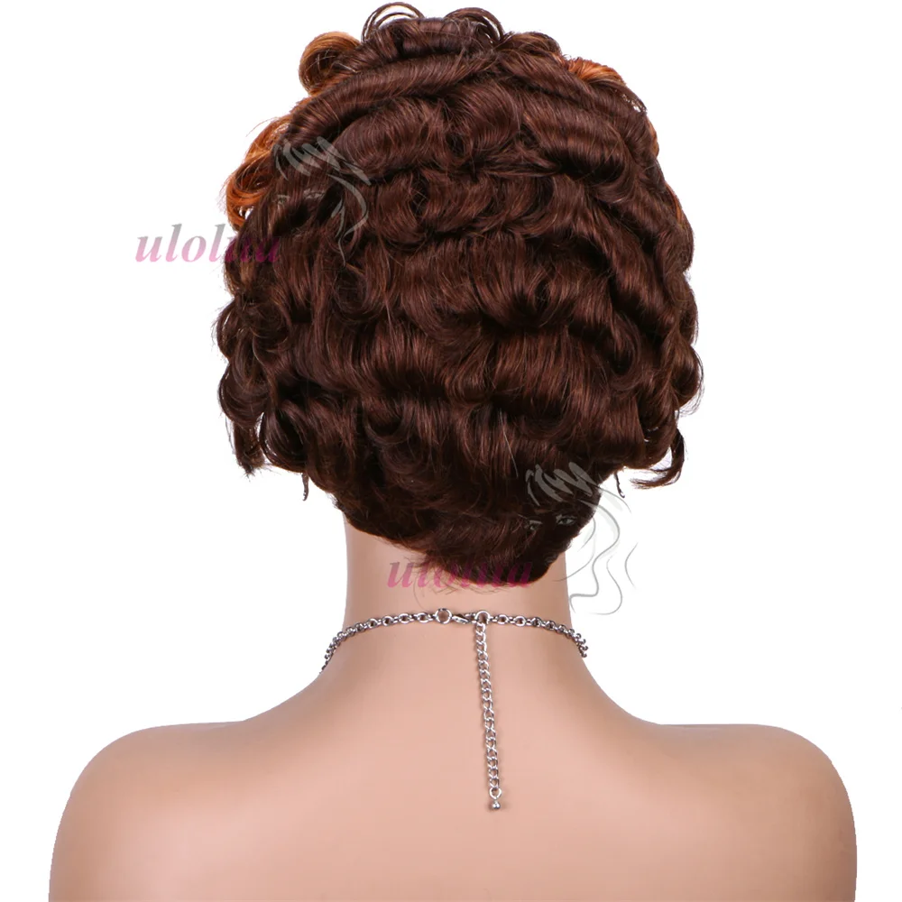 # 4 Schokoladenbraune 13x4 kurze Bob-Perücken mit lockerer Welle, gebleichten Knoten, Pixie-Schnitt, HD-transparenter Spitzenfront, Echthaarperücke – Detail 31