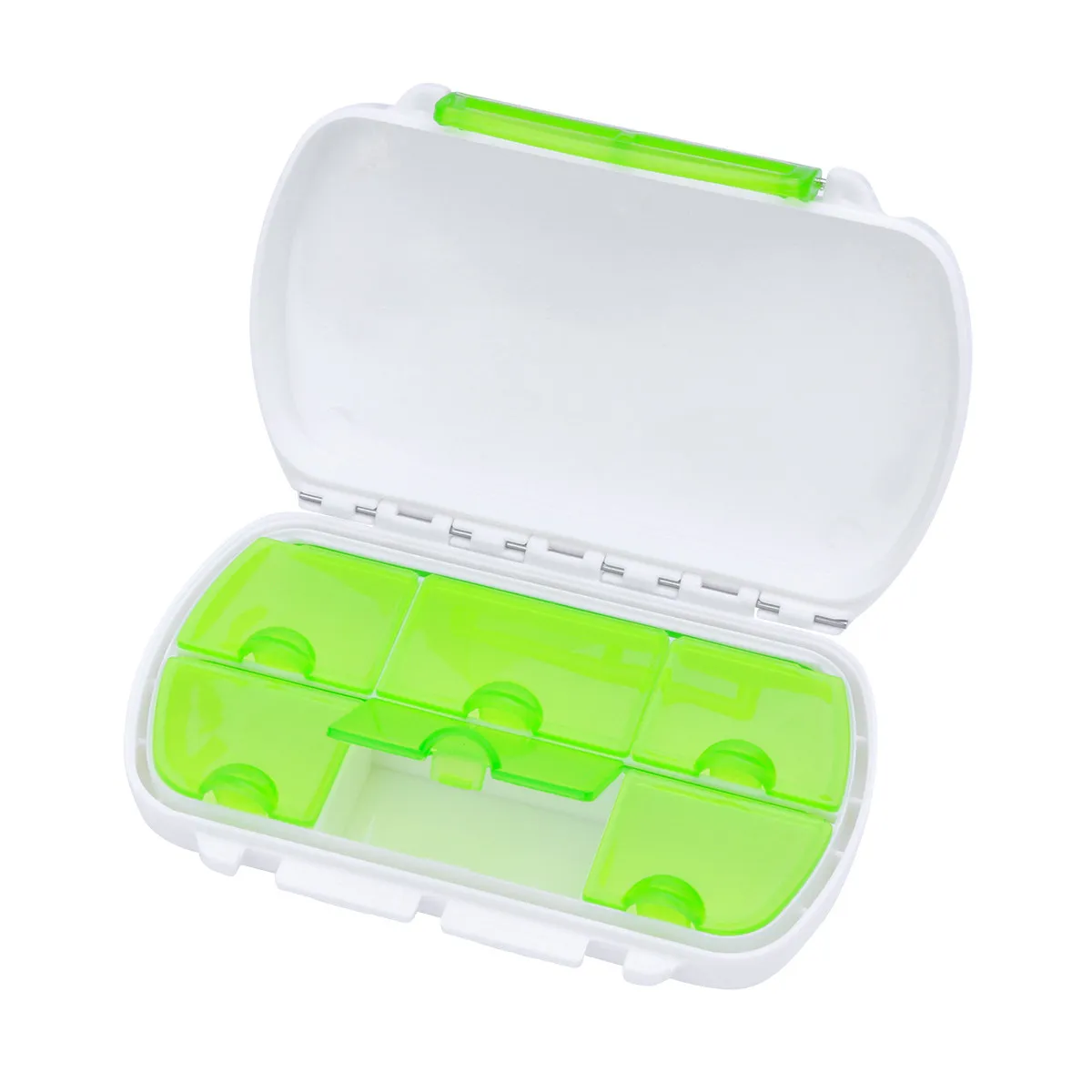 

6 Slot Portable Travel Pill Box Vitamin Medicine Organizer Case Container Green Daily Organizer Dispenser Compact for Pills