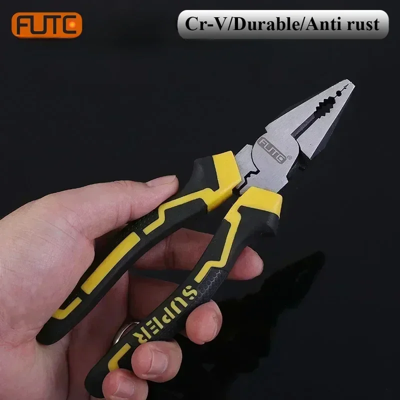 

FUTE Hardware Hand Tools 6/8 Inch Wire Pliers Sharp Stripping Pliers Diagonal Plier Vice Rubber Handle Multi Labor-saving Tools