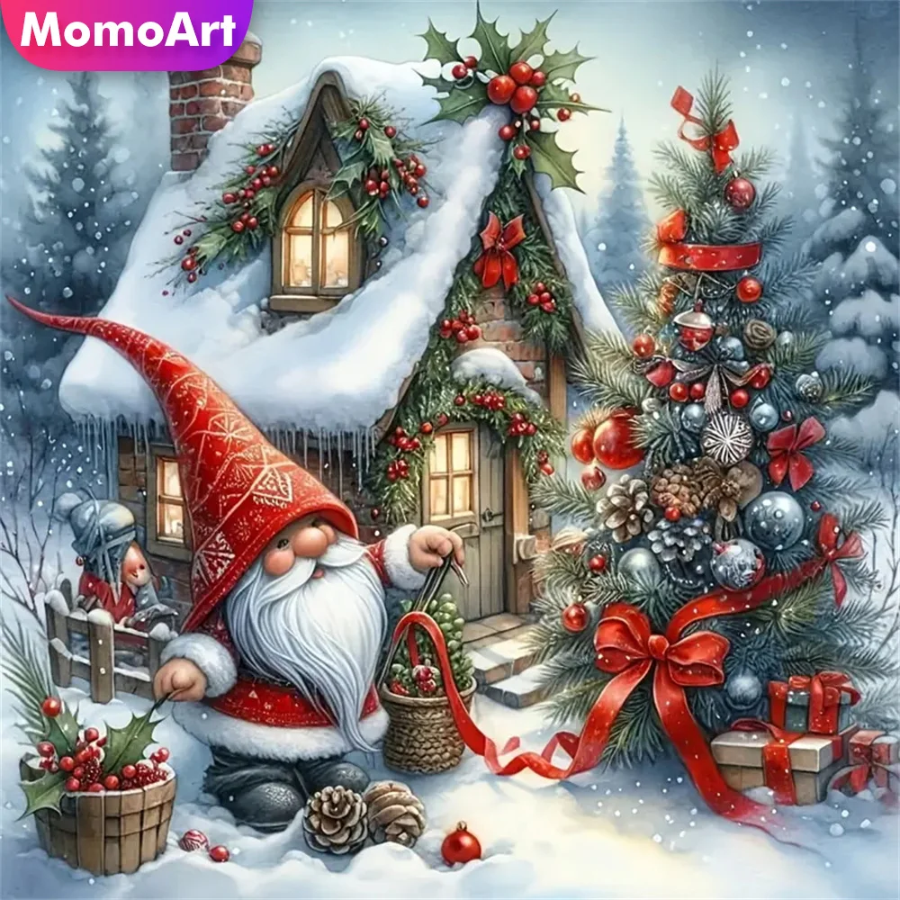 Momoart Zwerg Diamant Malerei Porträt Mosaik Haus Landschaft DIY Bild Strass Stickerei Winter Weihnachtsgeschenke