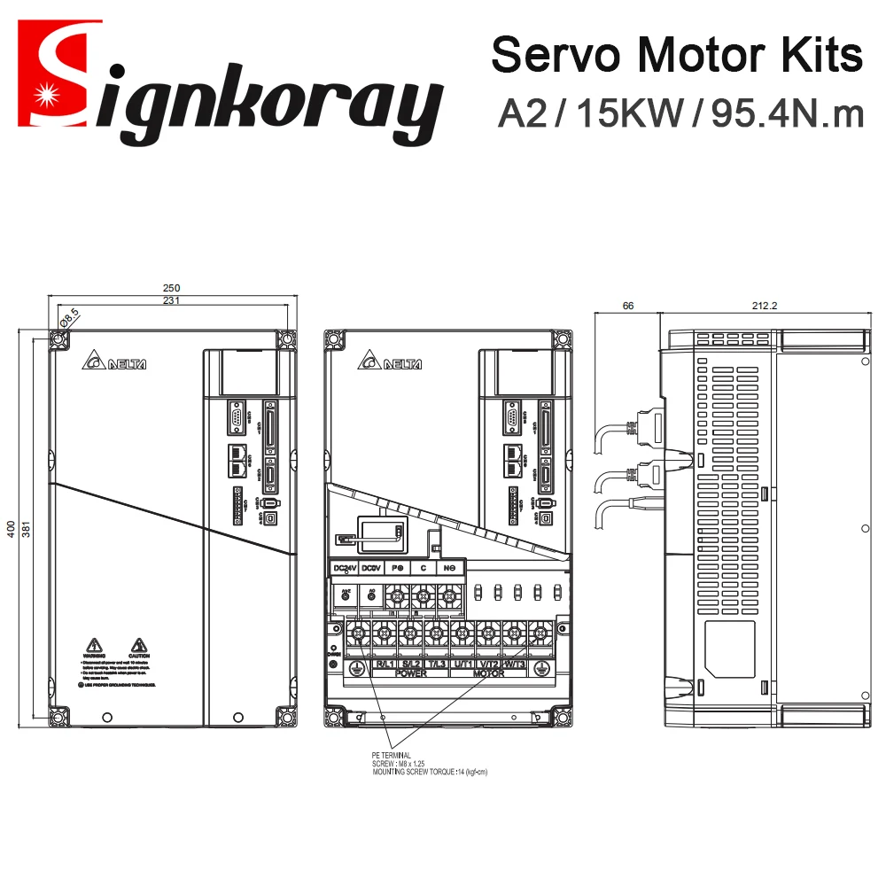 SignkoRay 서보 절대값 모터 ASD-A2-1F23-M ECMA-F1221FRS, 15KW, 1500rpm, 95.4N.m, 41.6A