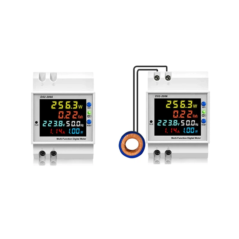 Интеллектуальный цифровой измеритель электроэнергии Tuya с Wi-Fi, измеритель напряжения и силы тока на DIN-рейке, измеритель частоты и коэффициента мощности