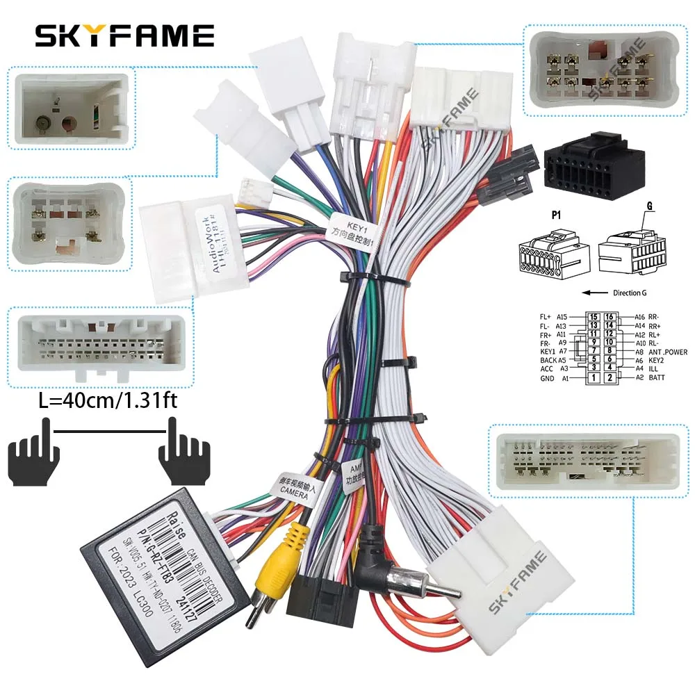 SKYFAME Car Android 16pin Wiring Harness Cable Canbus Box Adapter Decoder For Toyota Land Cruiser 300 LC300 TD RZC G-RZ-FT83