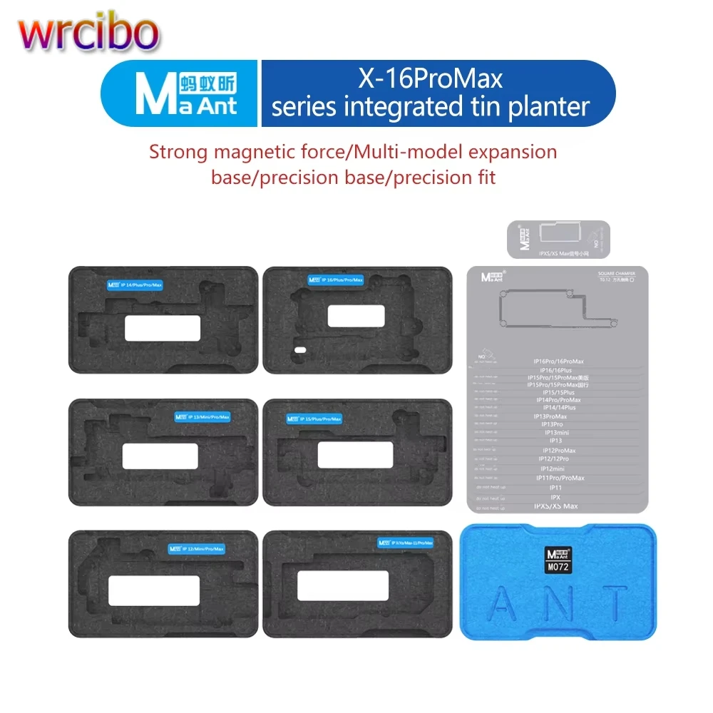

MaAnt M072 для iPhone X-12 13 14 15 16 Pro Max, материнская плата, среднеслойный BGA, трафарет для реболлинга, платформа, инструмент для пайки средней рамки