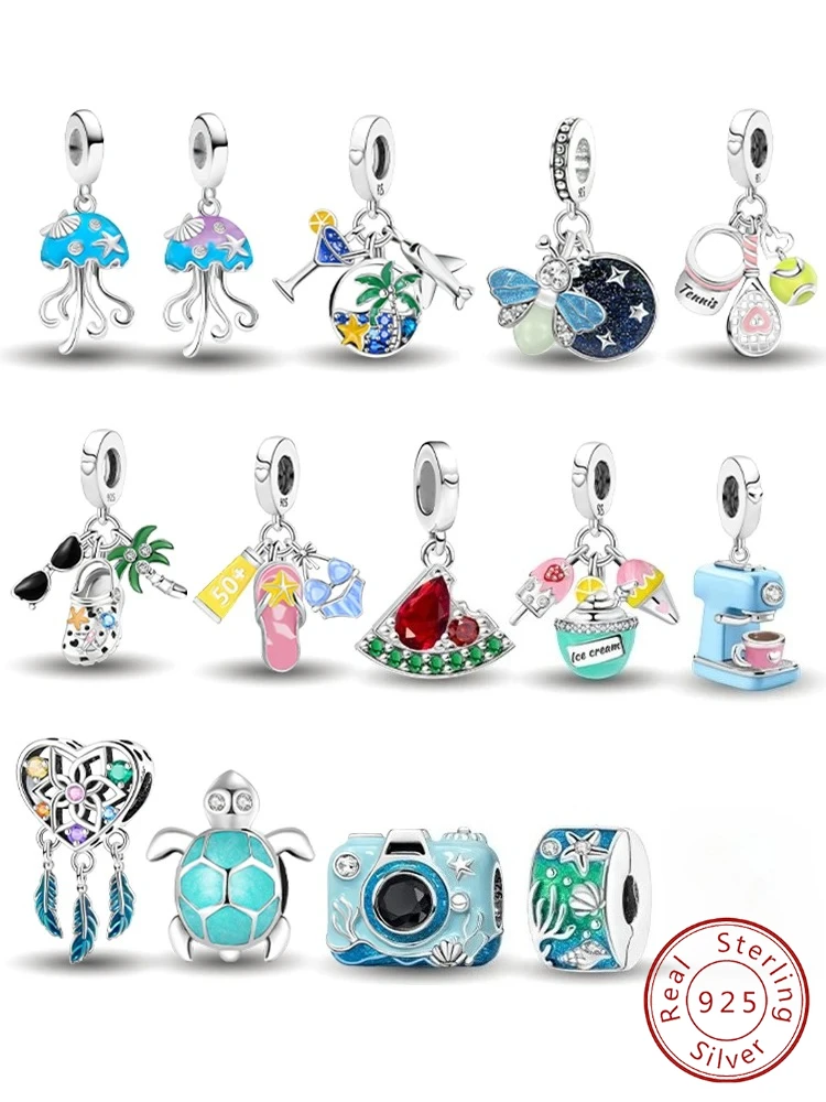 

925 Sterling Silver Cute Firefly Sea Turtle Ice CreamCharms Bead Fit Diy Bracelet Bangle Making Gift Of High Quality Jewelry