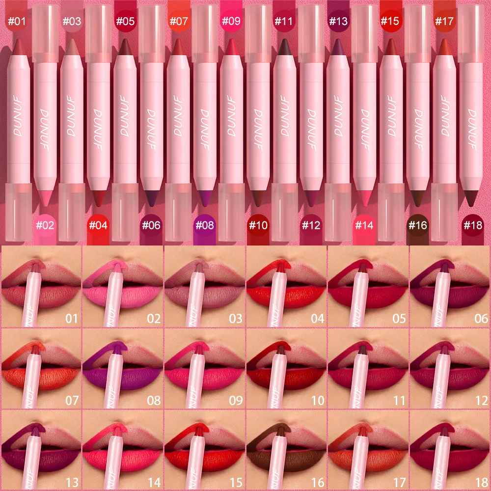 Waterproof Durável Tridimensional Lip Line Pen, Maquiagem Cosméticos, 18 Cores, Presente do Dia das Mães