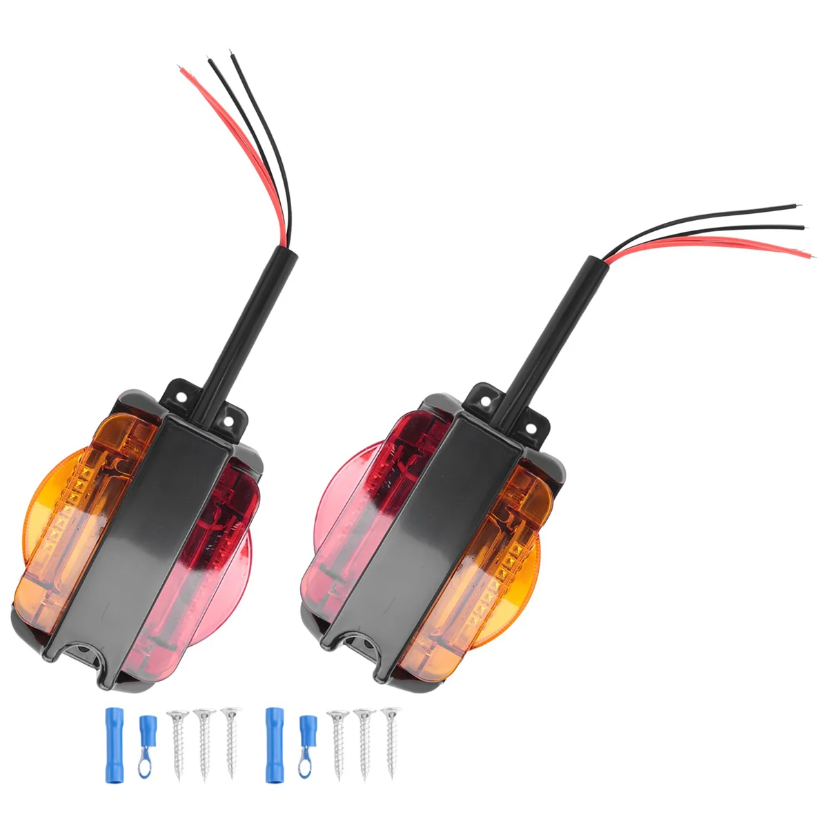 2PCS Amber/Red LED Fender Marker Lights LED Clearance Trailer Fender Lights Trailer Light Assembly