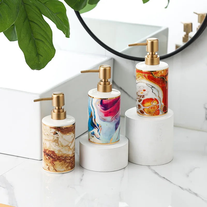 380Ml Creative Ceramics Soap and Gel Dispenser Luxury Soap Bottle Refillable Lotion Liquid Storage Container