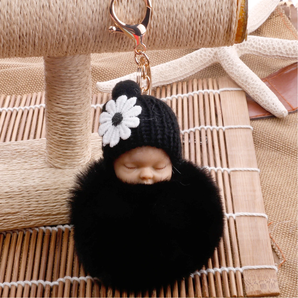 

Sleeping Baby Keychain Black Key Ring Car Keychain Pendant For Keys Organizing Gift Decoration Soft Comfortable Hold