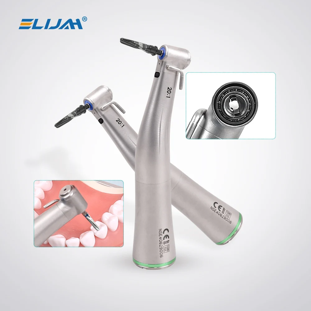 

Dental LED Fiber Optic 20:1 Contra Angle Handpiece Dental Surgery Implant Handpiece Detachable External&Internal Cooling Tools