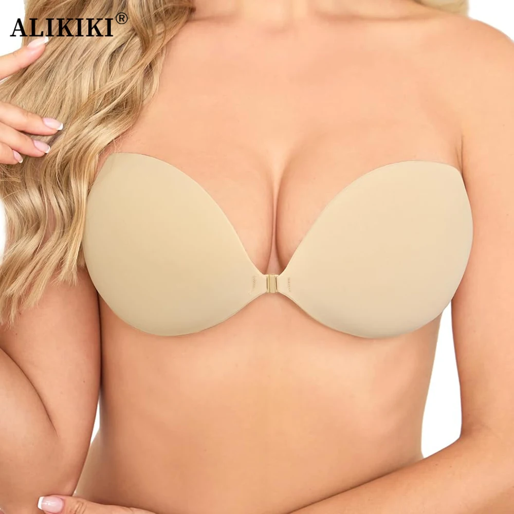 Sujetador adhesivo invisible push-up para mujer, sujetadores adhesivos para vestidos sin espalda ni tirantes, cubrepezones reutilizables con efecto lifting.