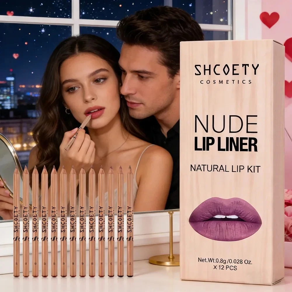 [12pcs Brown Lip Liners] 12pcs Long Lasting Brown Matte Lip Liners Gift Set Makeup | Easy To Apply Lip Pencils, Assorted Shades, - view 5