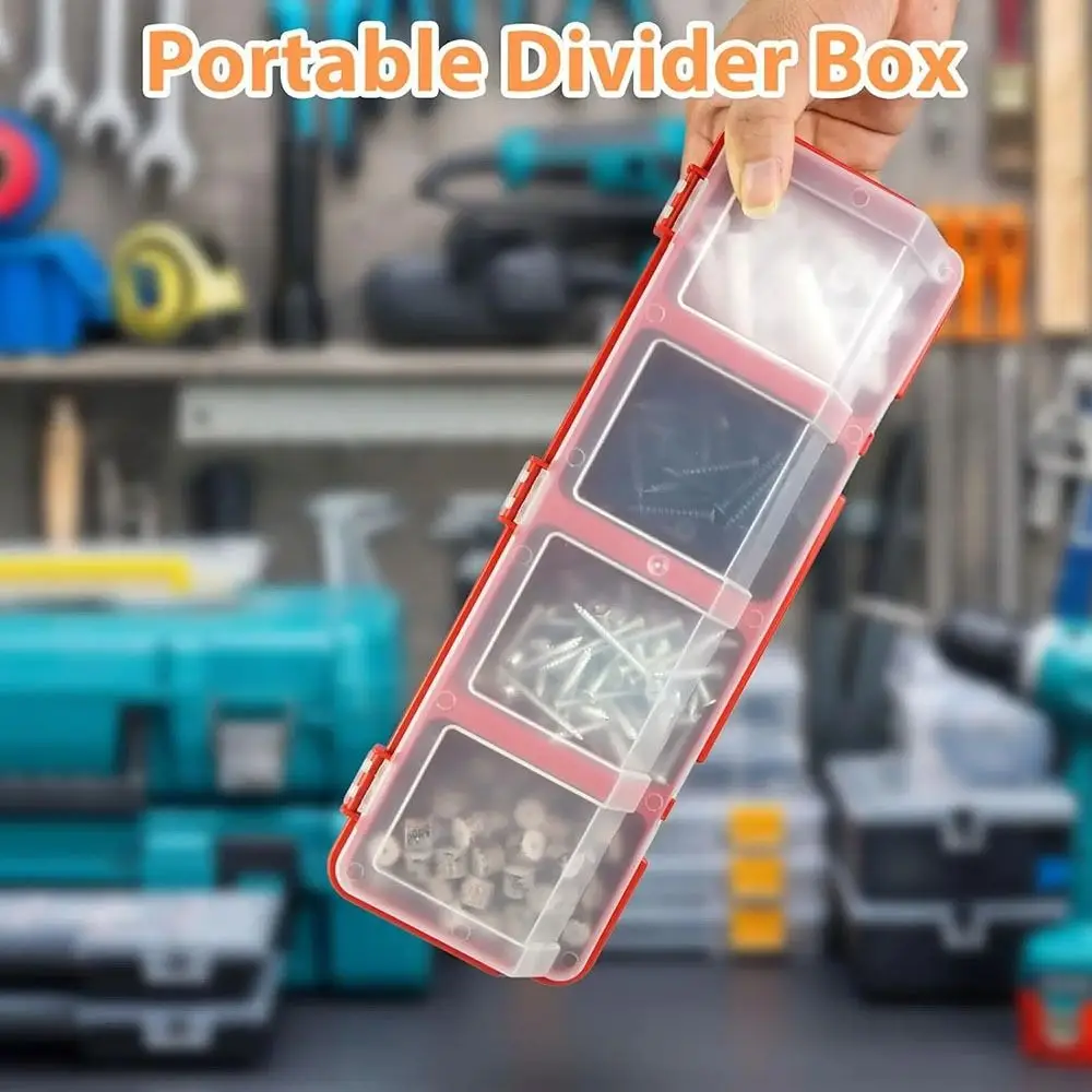 Imagem -02 - Plastic Parts Storage Box com Tampa Screw Organizer Tool Part Container Durable Bin Azul e Vermelho Display Compartimentos 1pc