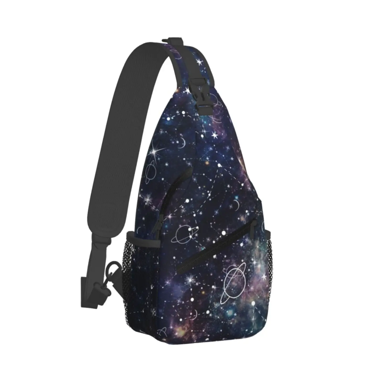 Planet Star Constellation Galaxy Print Sling Bag Men Women Chest Bag Car Shoulder Backpack Daypack for Hiking Outdoor Sports Bag