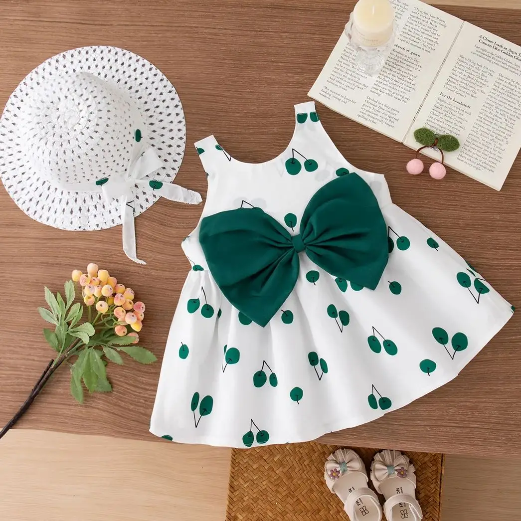 

Платье для новорожденных девочек, милое платье с мультяшным принтом в корейском стиле, летние повседневные повседневные платья для девочек