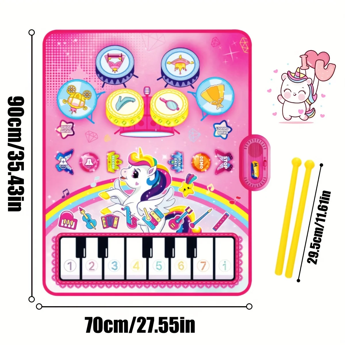 3 In 1 Music Sensory Play Mat Piano Keyboard&Jazz Drum Music Touch Play Mat, Instrument Education Gift,Christmas Halloween Gifts