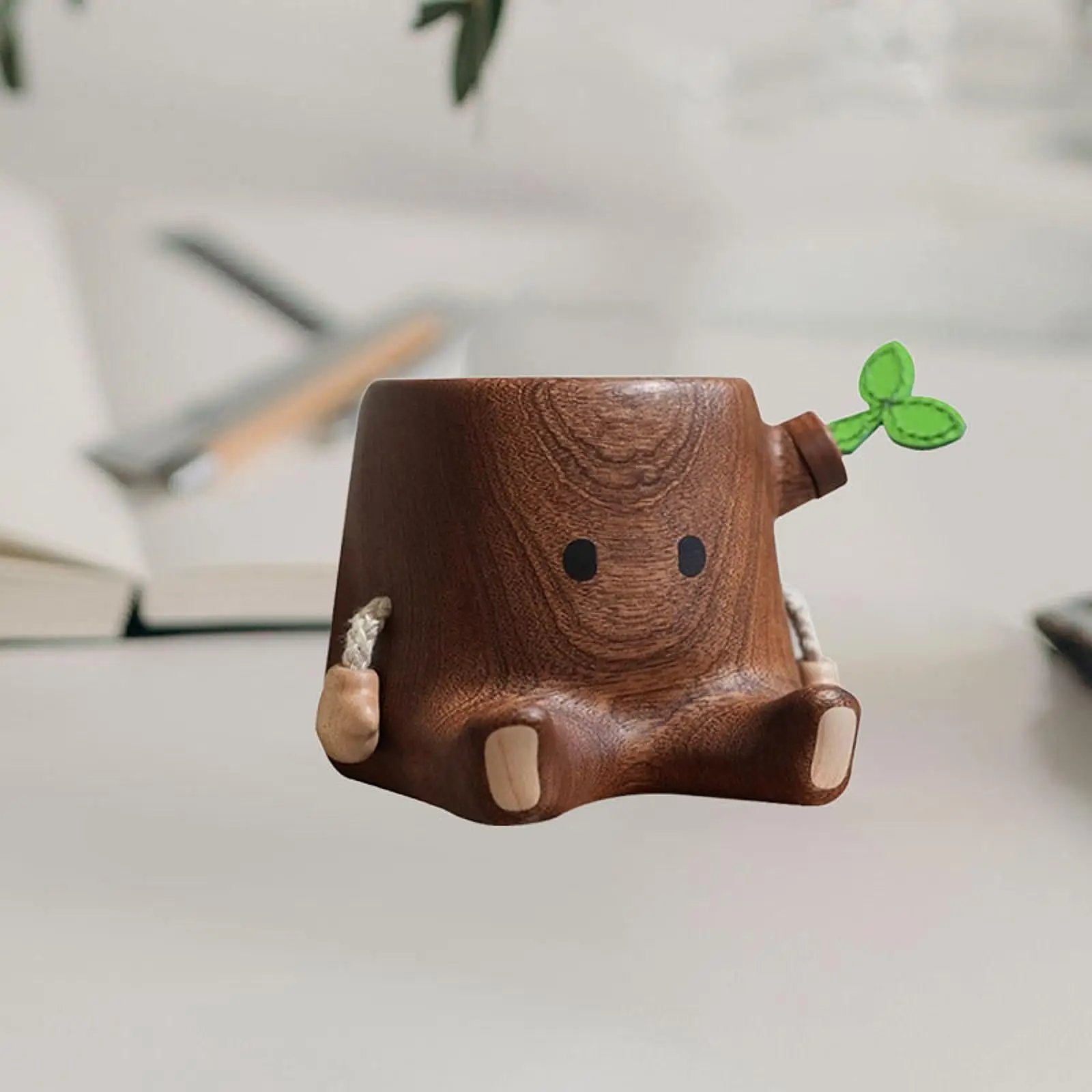 Pen Cup Wooden Sturdy Multifunctional Desk Organizer Makeup Brush Storage Bucket School Home Tabletop Decoration Pen Holder