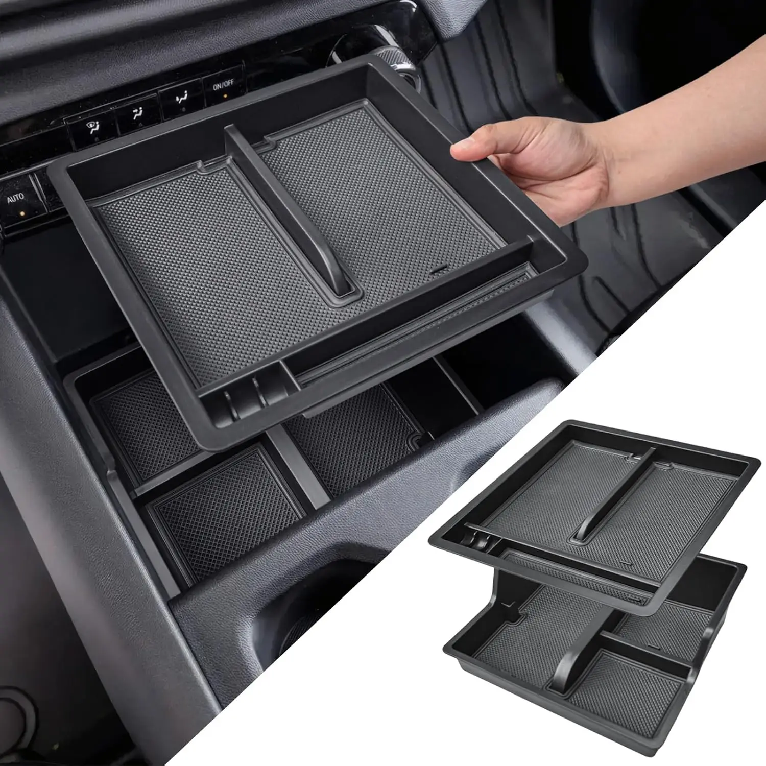 

Front Center Console Organizer Compatible for 2024 2025 Chevy Silverado EV Work Truck (WT) Storage Armrest Box Tray Accessories